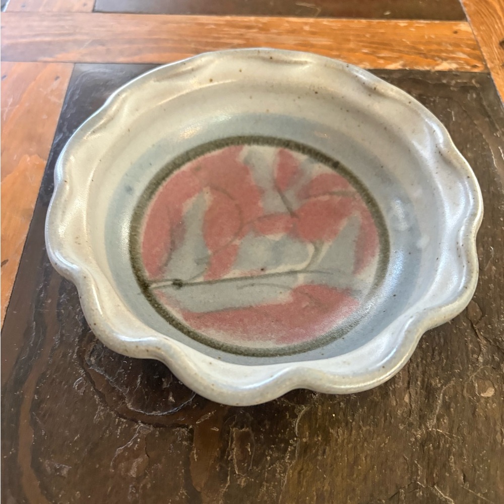 Handcrafted Ceramic Bowl with Scalloped edge and abstract Design